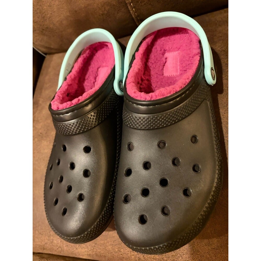 Crocs Unisex Adult Classic Lined Clog Men 11 Women 13 Black Fuzzy Pink Blue